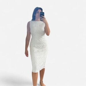 New York & Company White Lace Midi Dress
